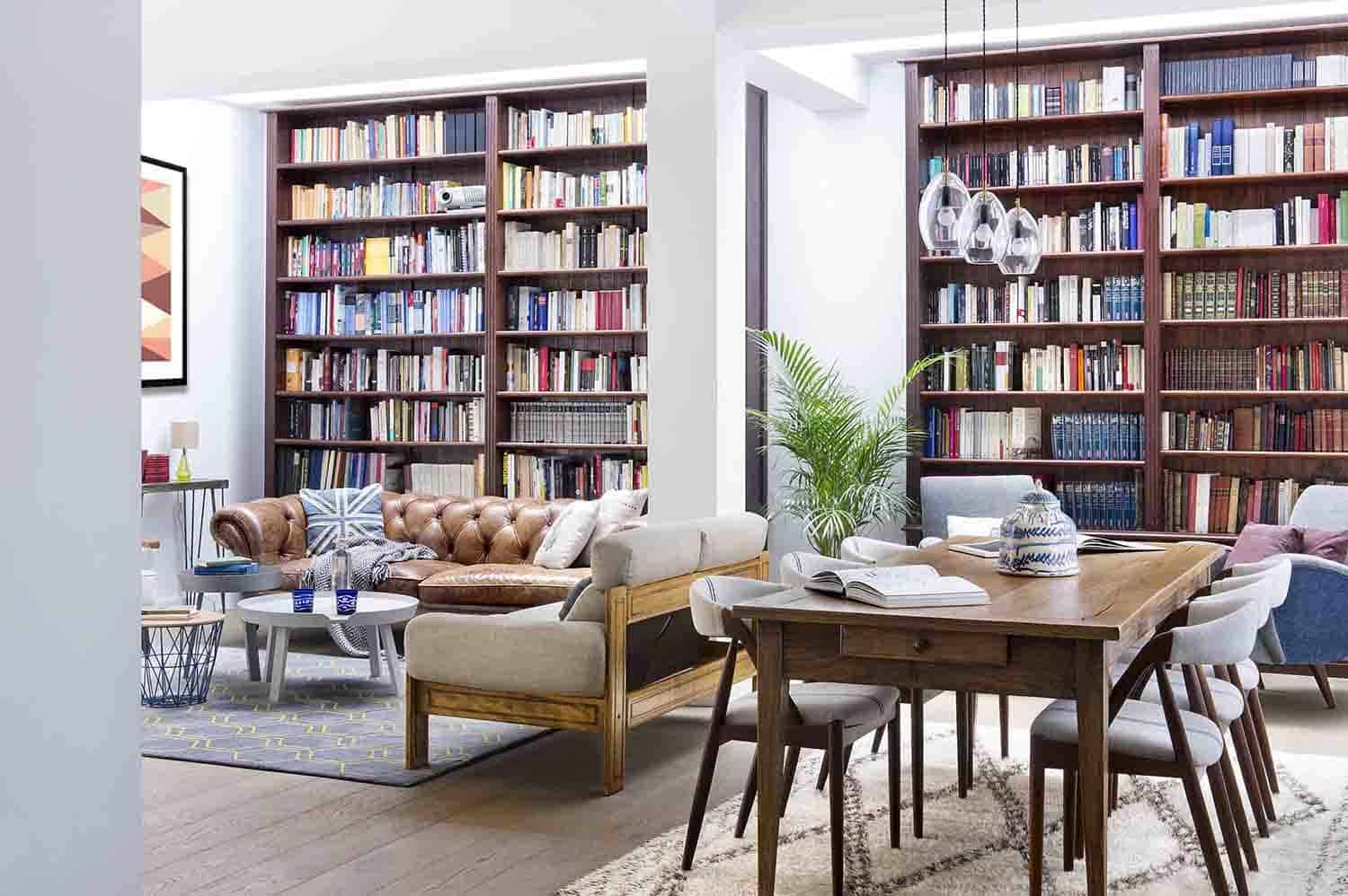 Inspiring dwelling in Madrid displaying a cool home library