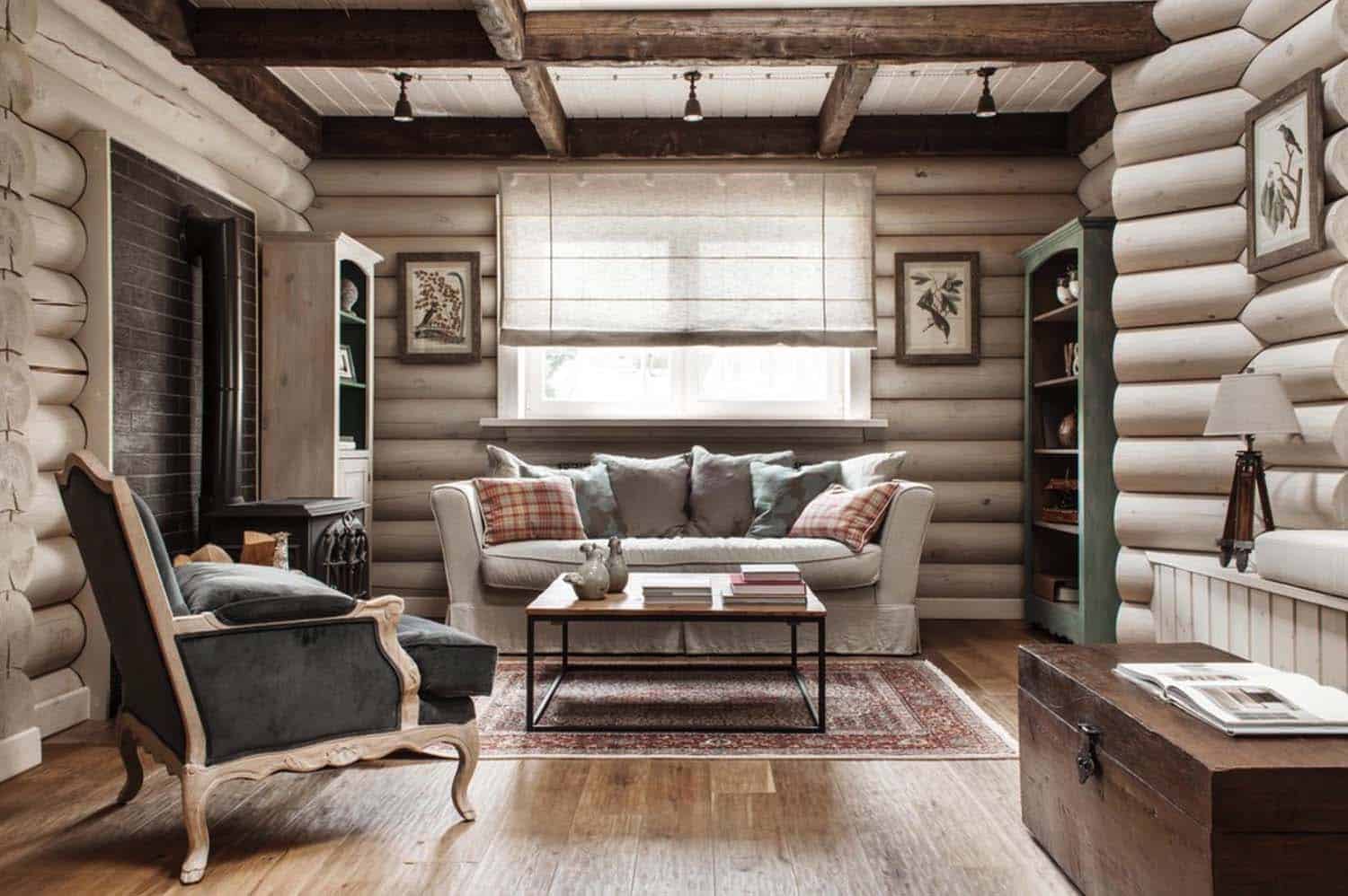 Rustic-chic log cabin style home in the countryside of Moscow
