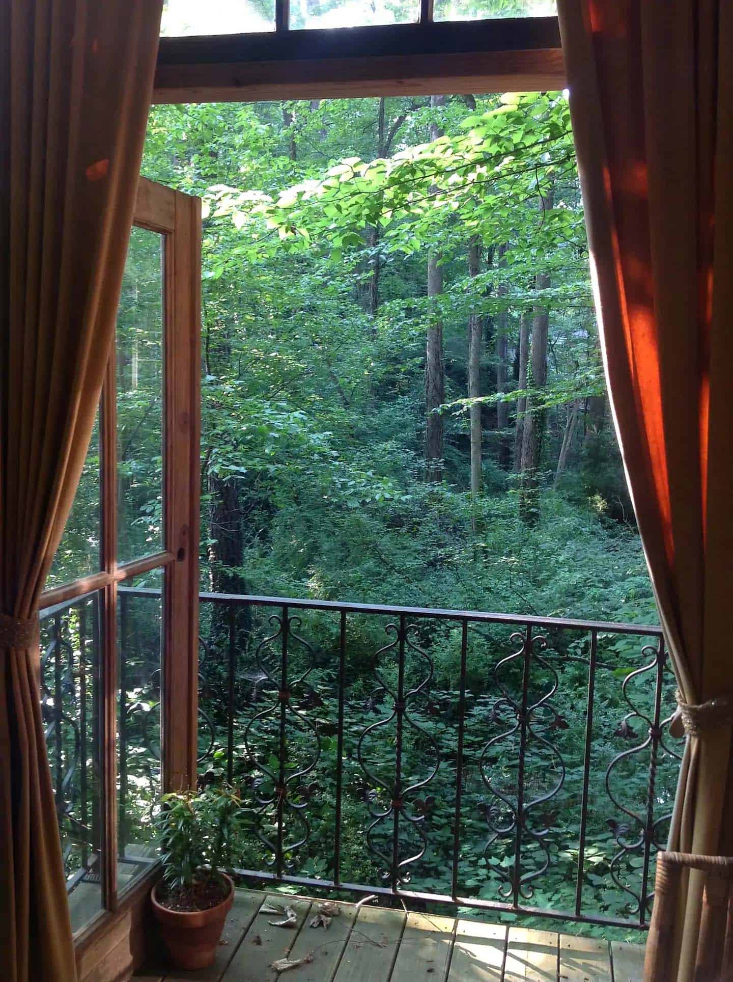 treehouse balcony off living room