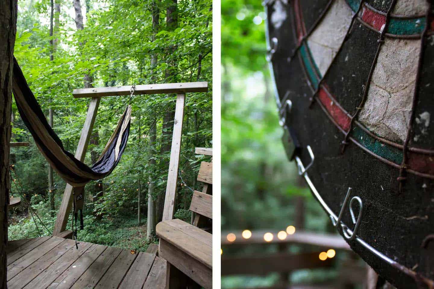 treehouse balcony with a hammock