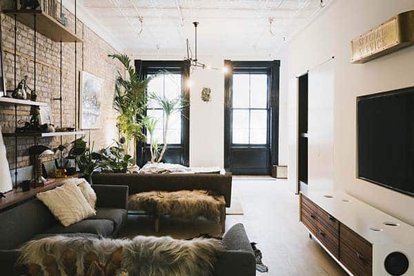 Stylish loft in TriBeCa showcasing an industrial style aesthetic