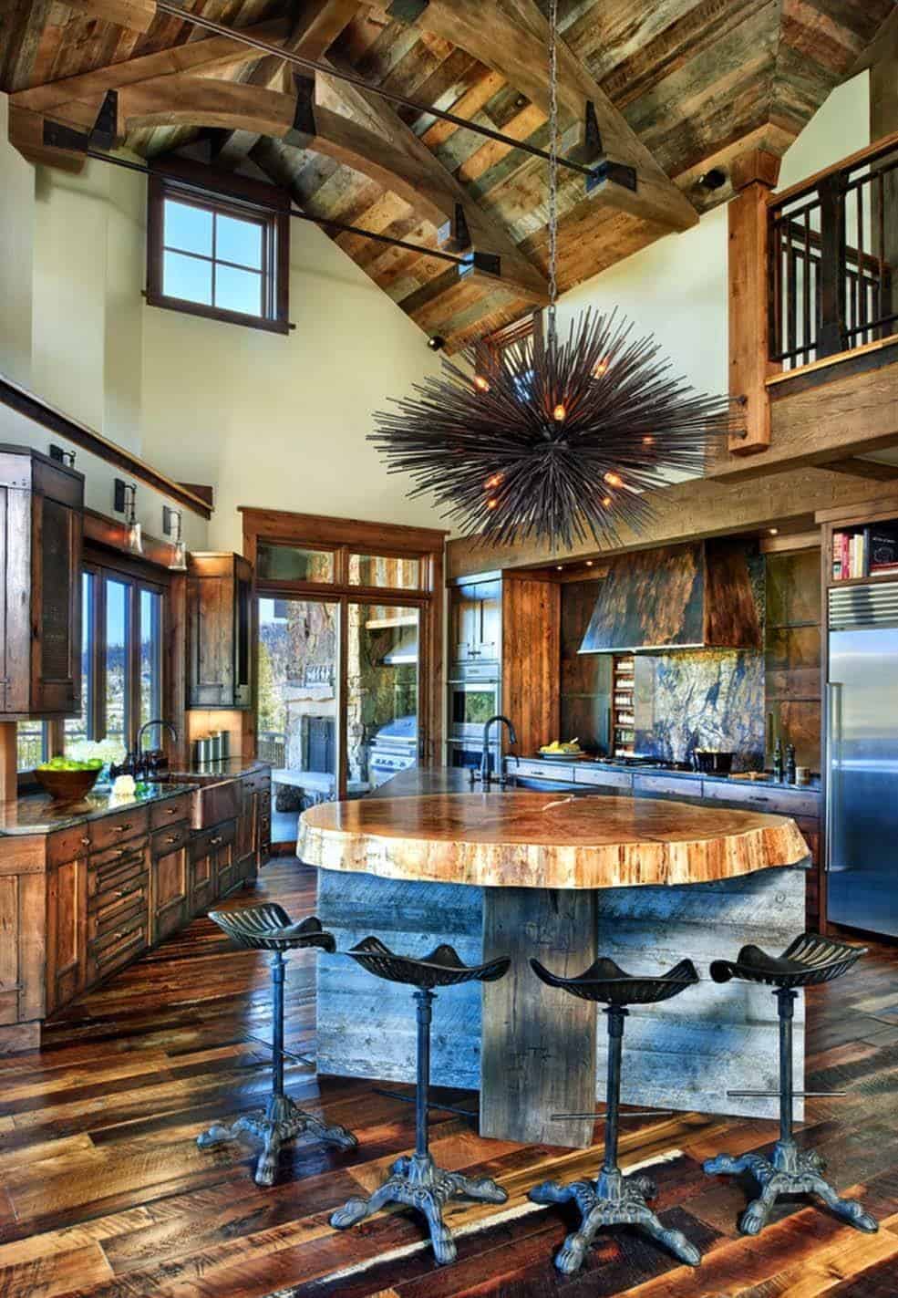 Rustic ranch house in Colorado opens to the mountains