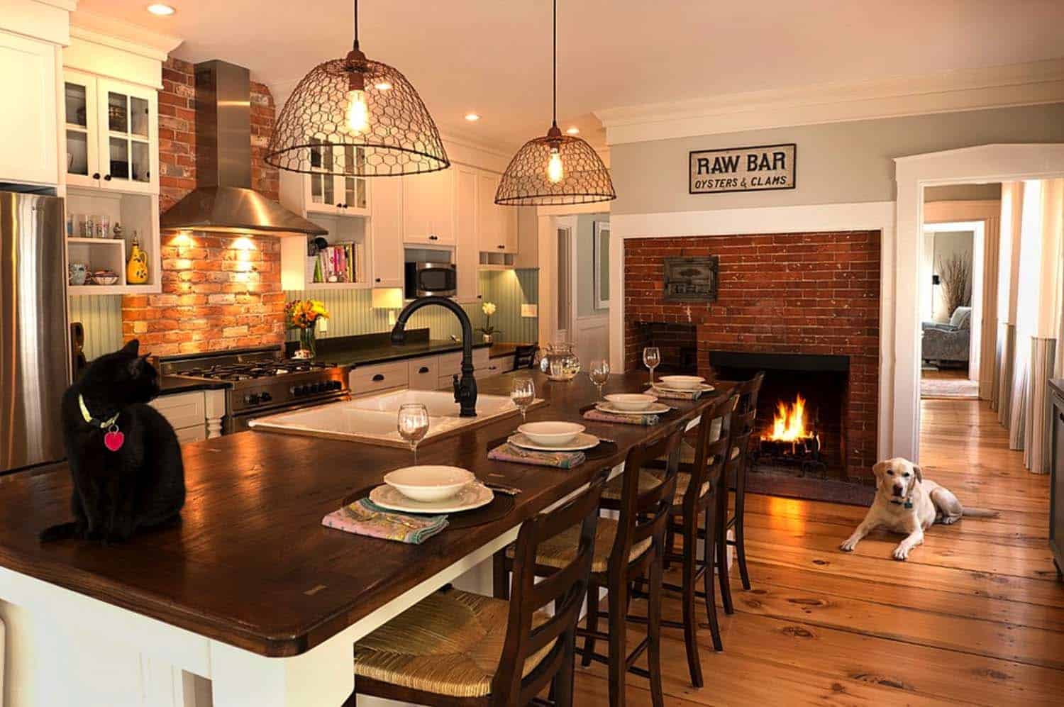 Kitchen Showcasing Cozy Fireplace-03-1 Kindesign