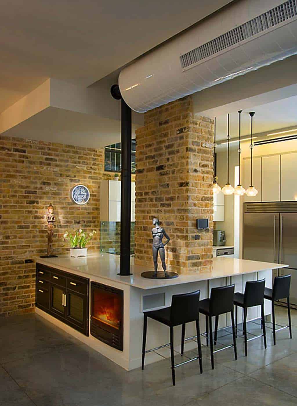 Kitchen Showcasing Cozy Fireplace-25-1 Kindesign