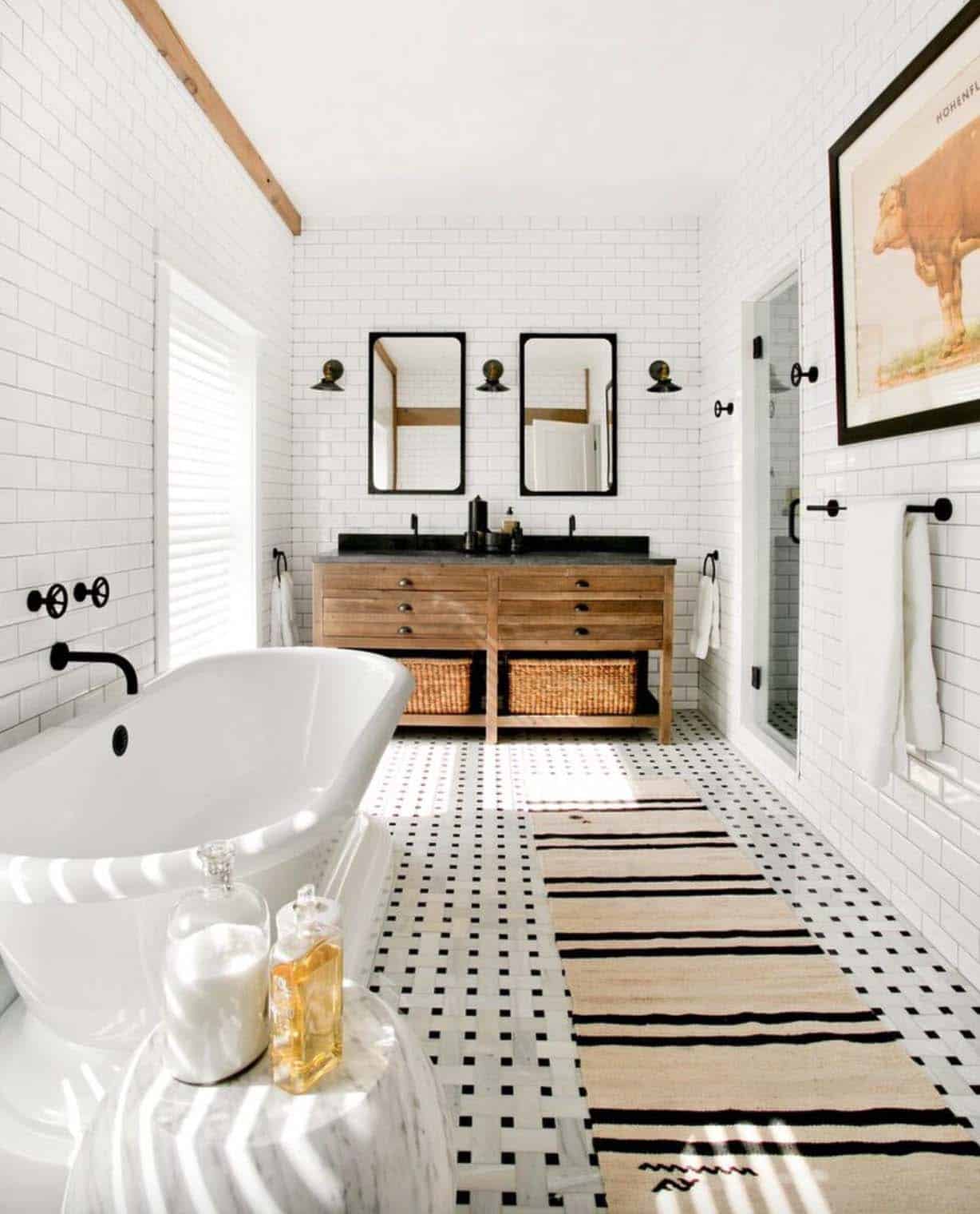 Gorgeous Farmhouse Style Bathrooms-09-1 Kindesign