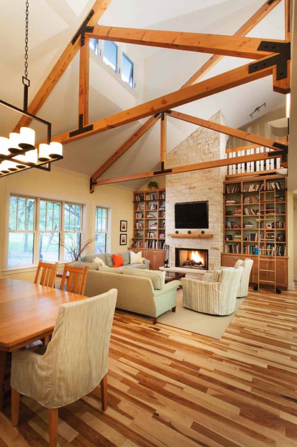 Interior Living Spaces-Exposed Ceiling Trusses-10-1 Kindesign