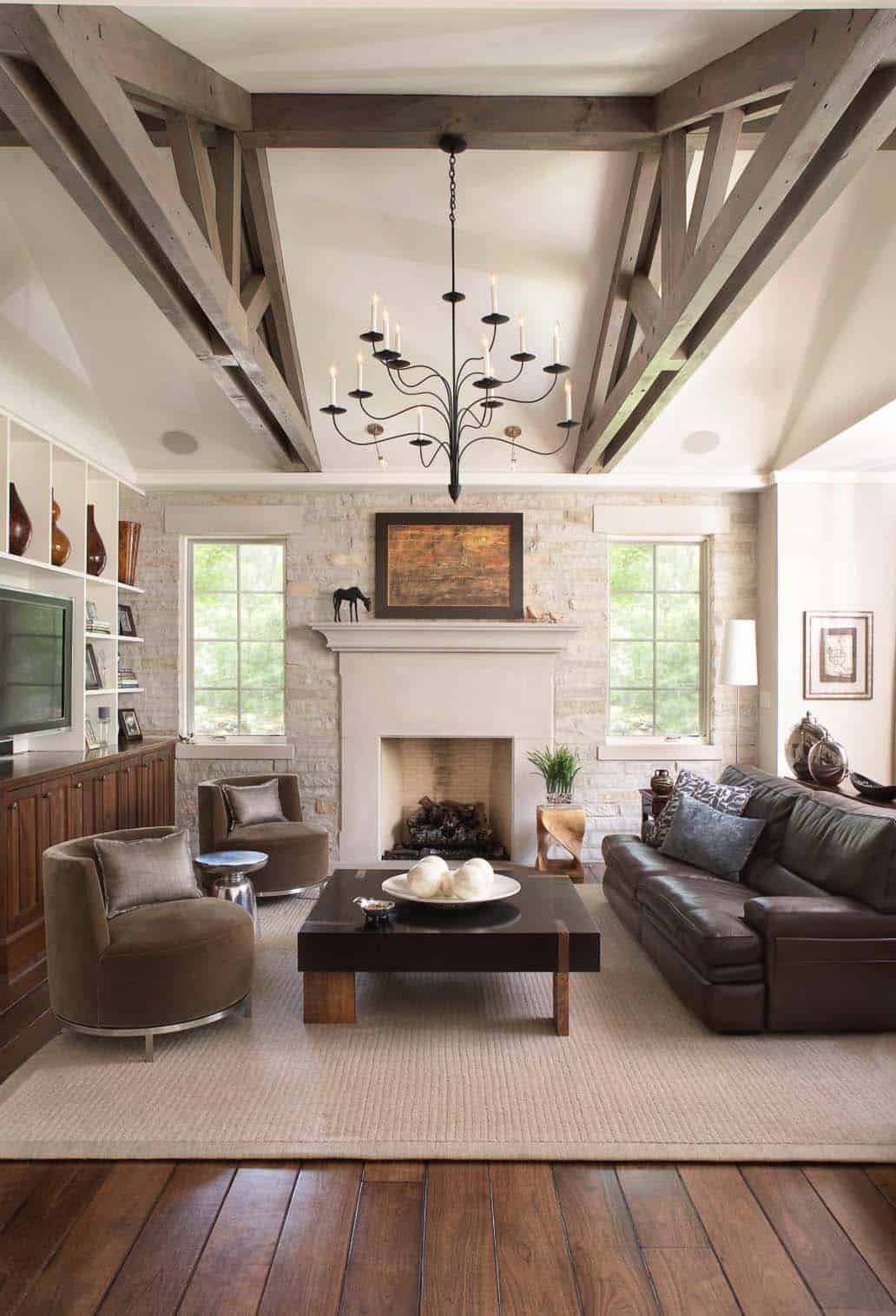 Interior Living Spaces-Exposed Ceiling Trusses-15-1 Kindesign