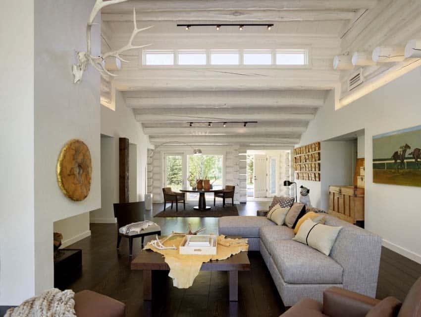 contemporary-rustic-log-cabin-living-room
