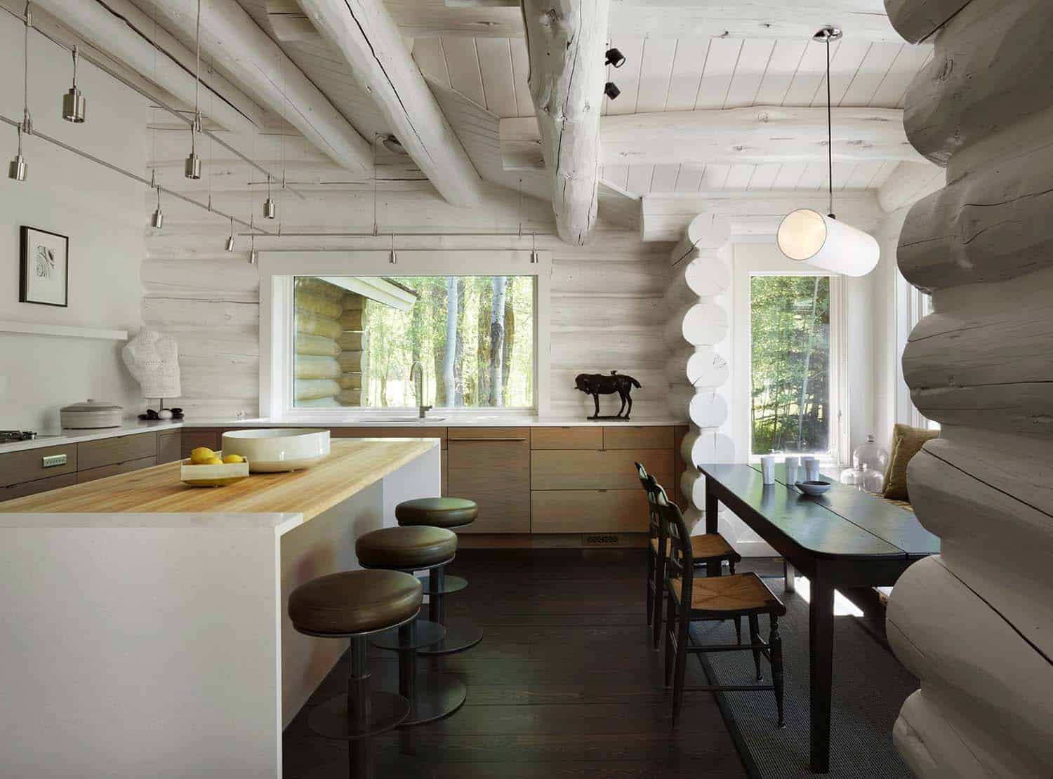 contemporary-rustic-log-cabin-kitchen