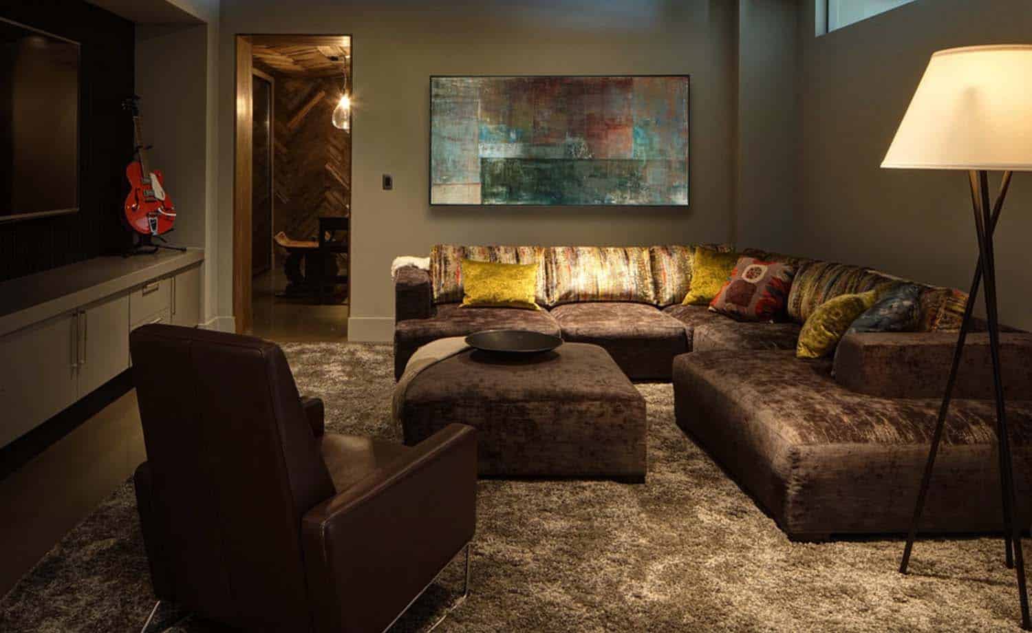 contemporary-basement-family-room
