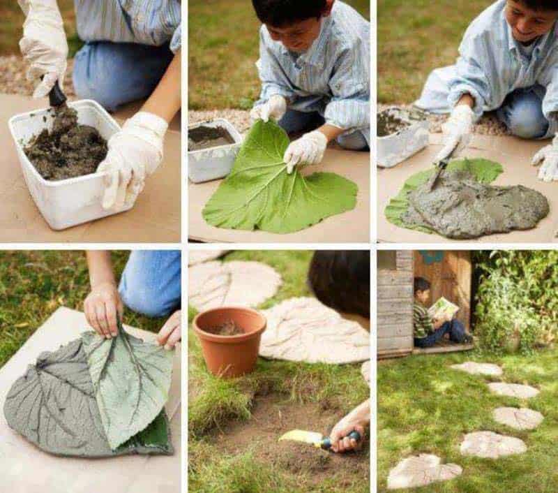 rhubarb-leaf-stepping-stone-diy-garden-pathway