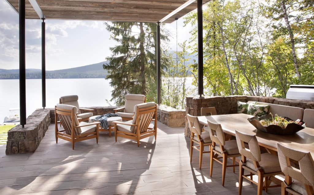 This mountain modern lakefront home in Montana is all about Zen