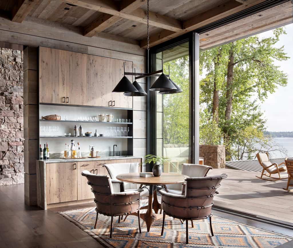 This mountain modern lakefront home in Montana is all about Zen