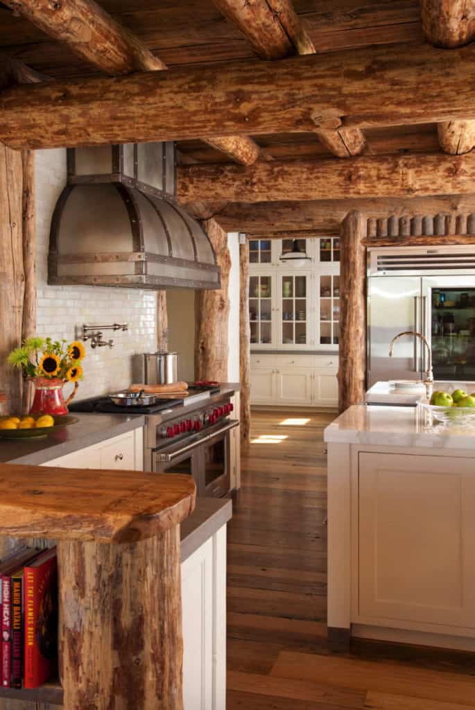 Step into this dreamy Big Sky mountain cabin with rustic luxe interiors