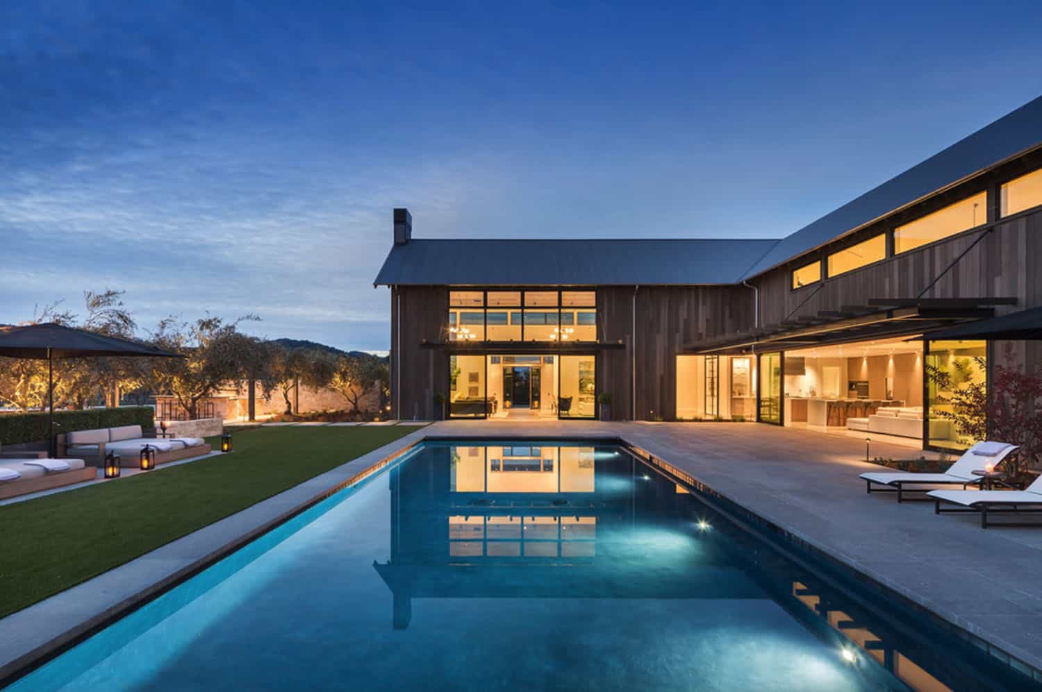 Step into this modern Napa Valley vineyard estate with luxury design details