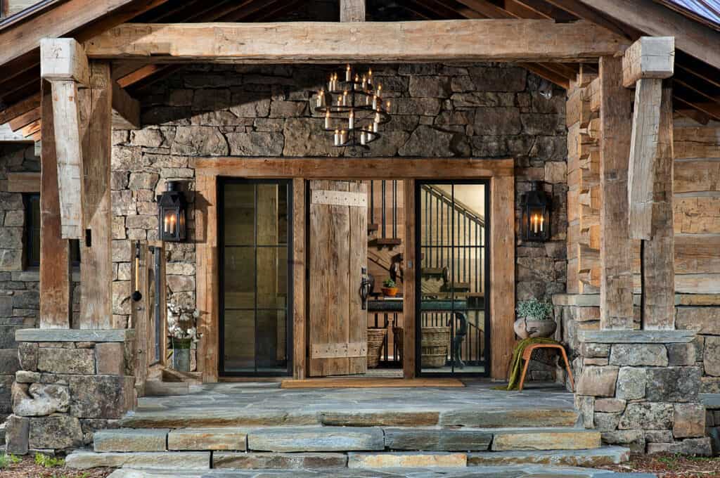 Tour this gorgeous rustic home overlooking the Gallatin Mountain Range