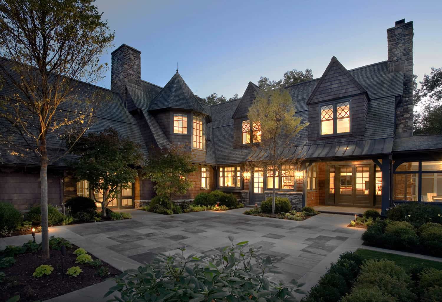 traditional-style-rear-courtyard-night