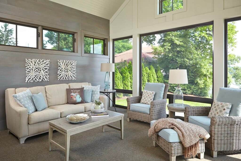 Step into this cozy lake house in Michigan with nautical inspired interiors