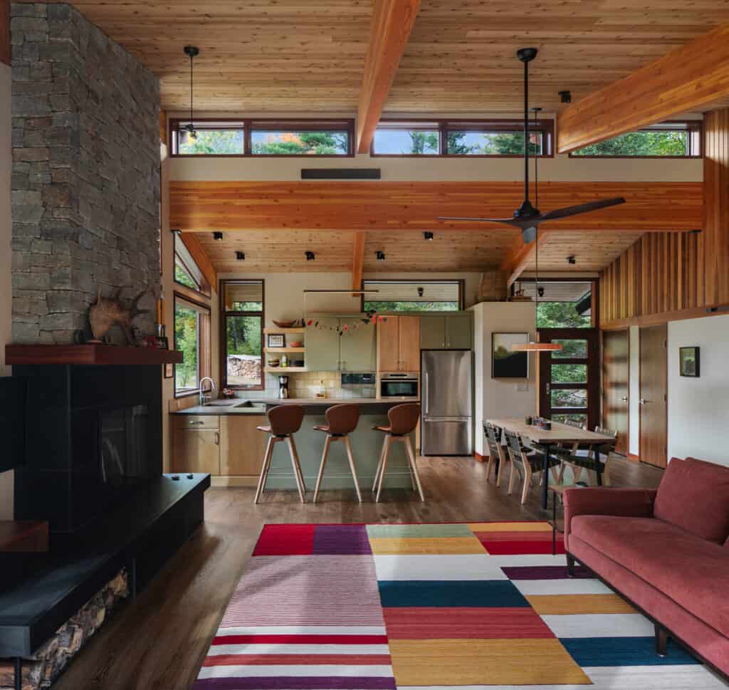 A beautiful midcentury deck house in New Hampshire invites nature inside