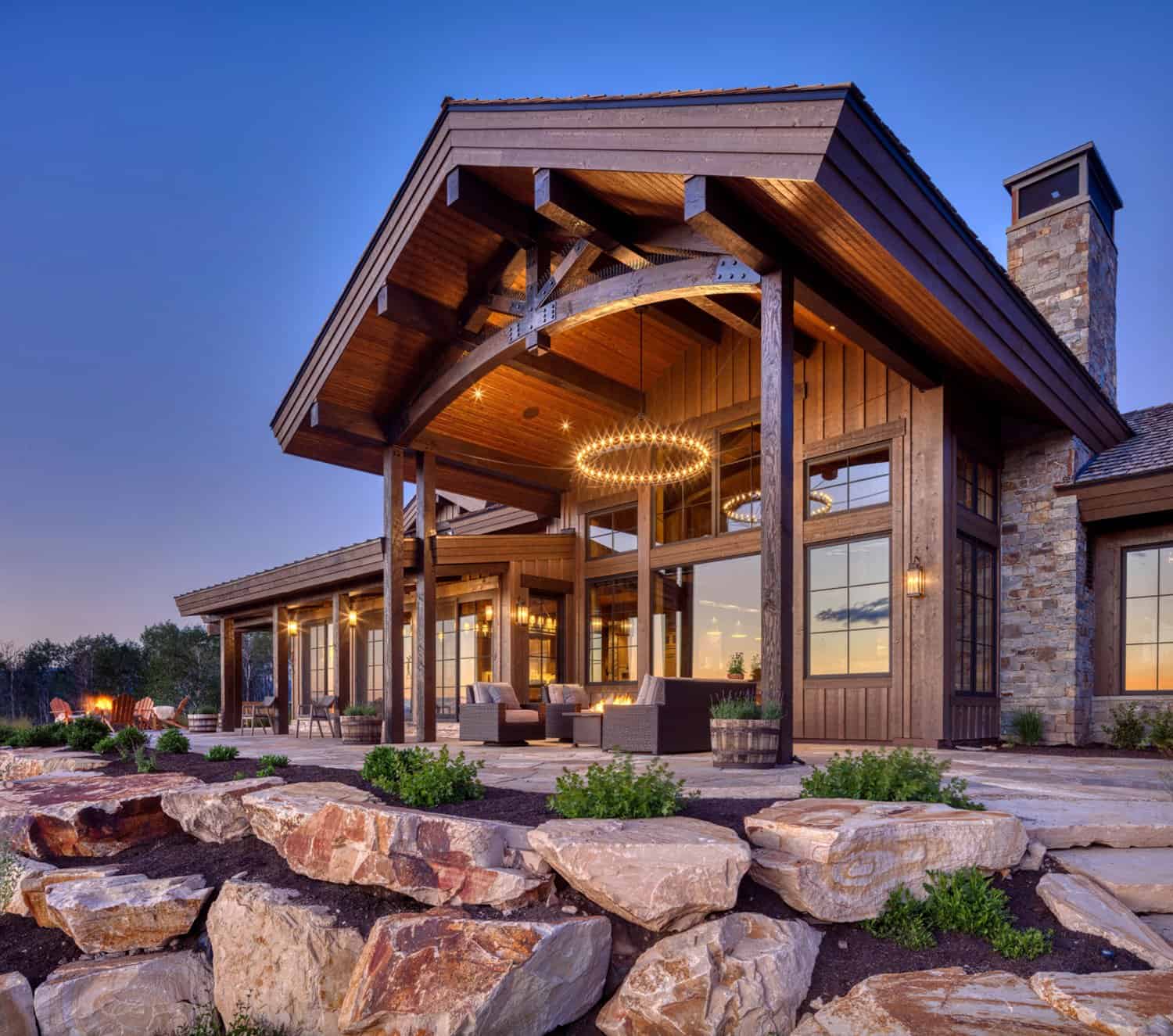 rustic-mountainside-retreat-utah-exterior-dusk