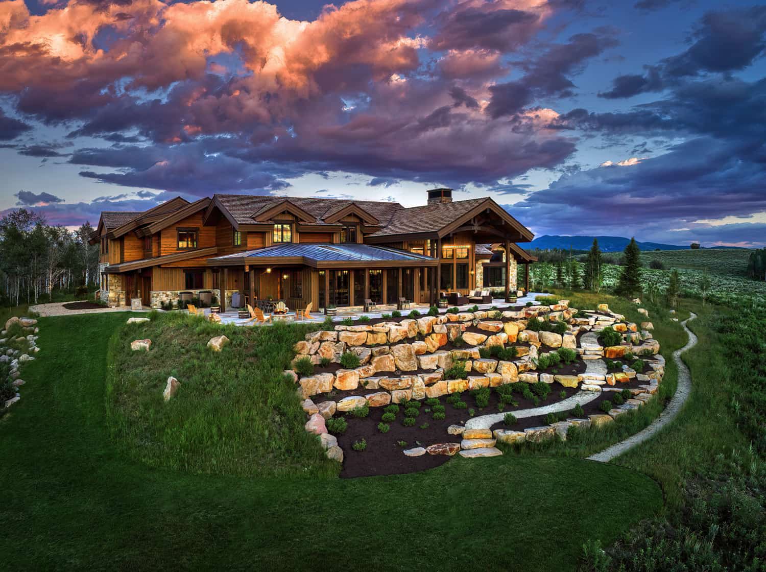 rustic-mountainside-retreat-utah-exterior-dusk