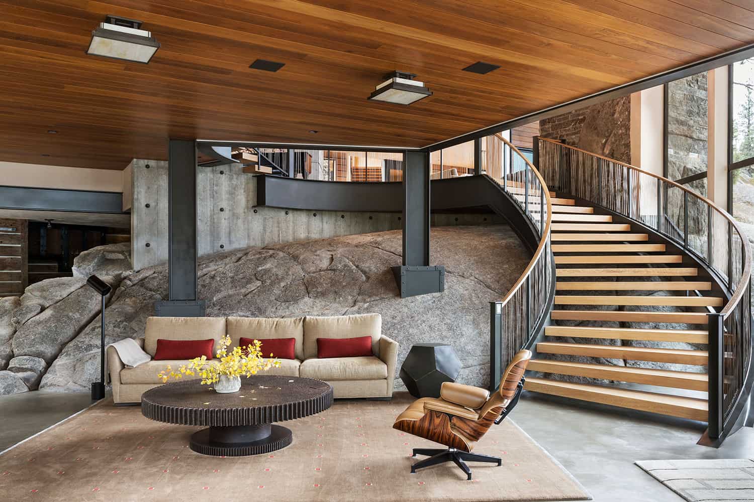 modern-staircase-leading-to-a lower-level-family-room
