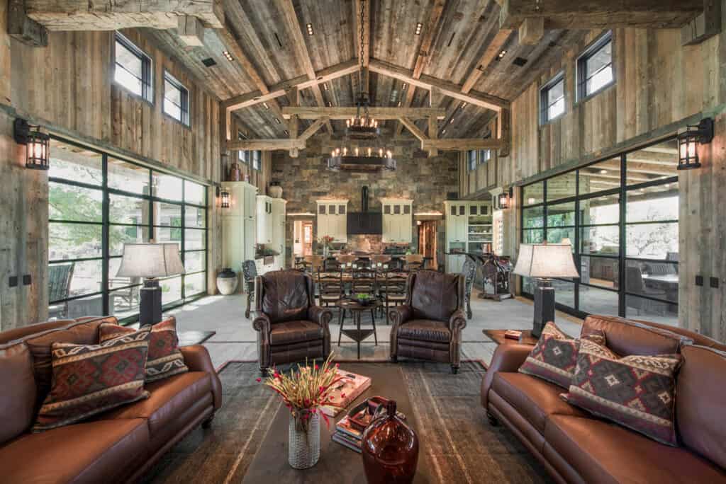 A modern ranch home perched on a Texas hilltop has picturesque views