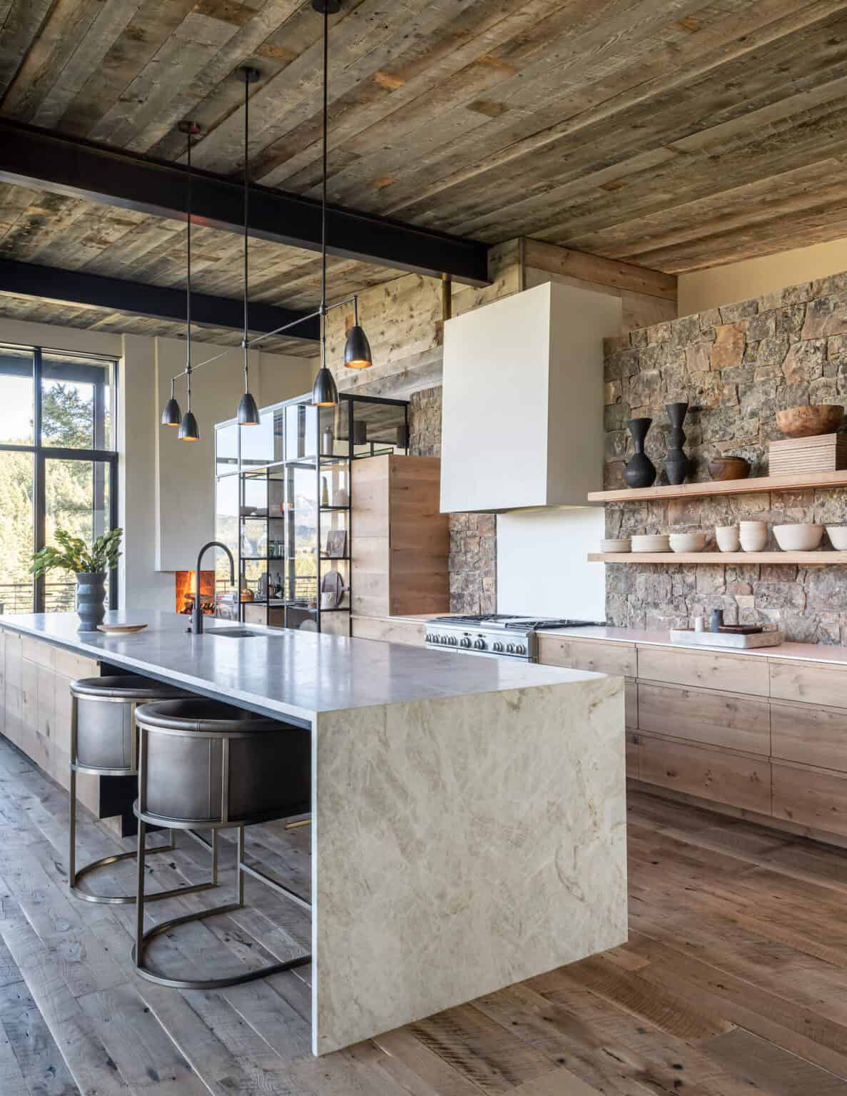 Inside a rustic Montana home surrounded by breathtaking mountain views