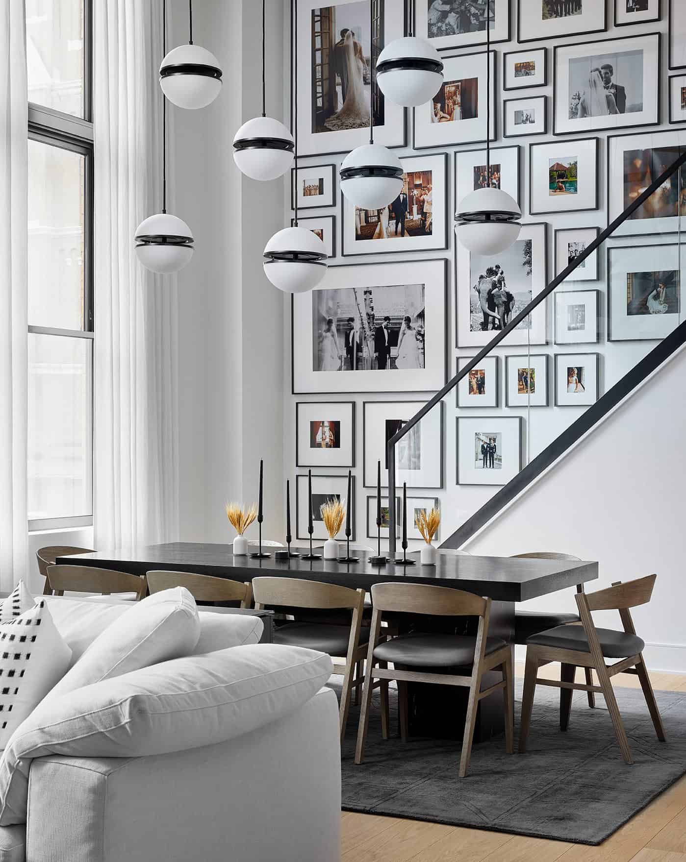 loft-contemporary-dining-room-with-art-gallery-wall