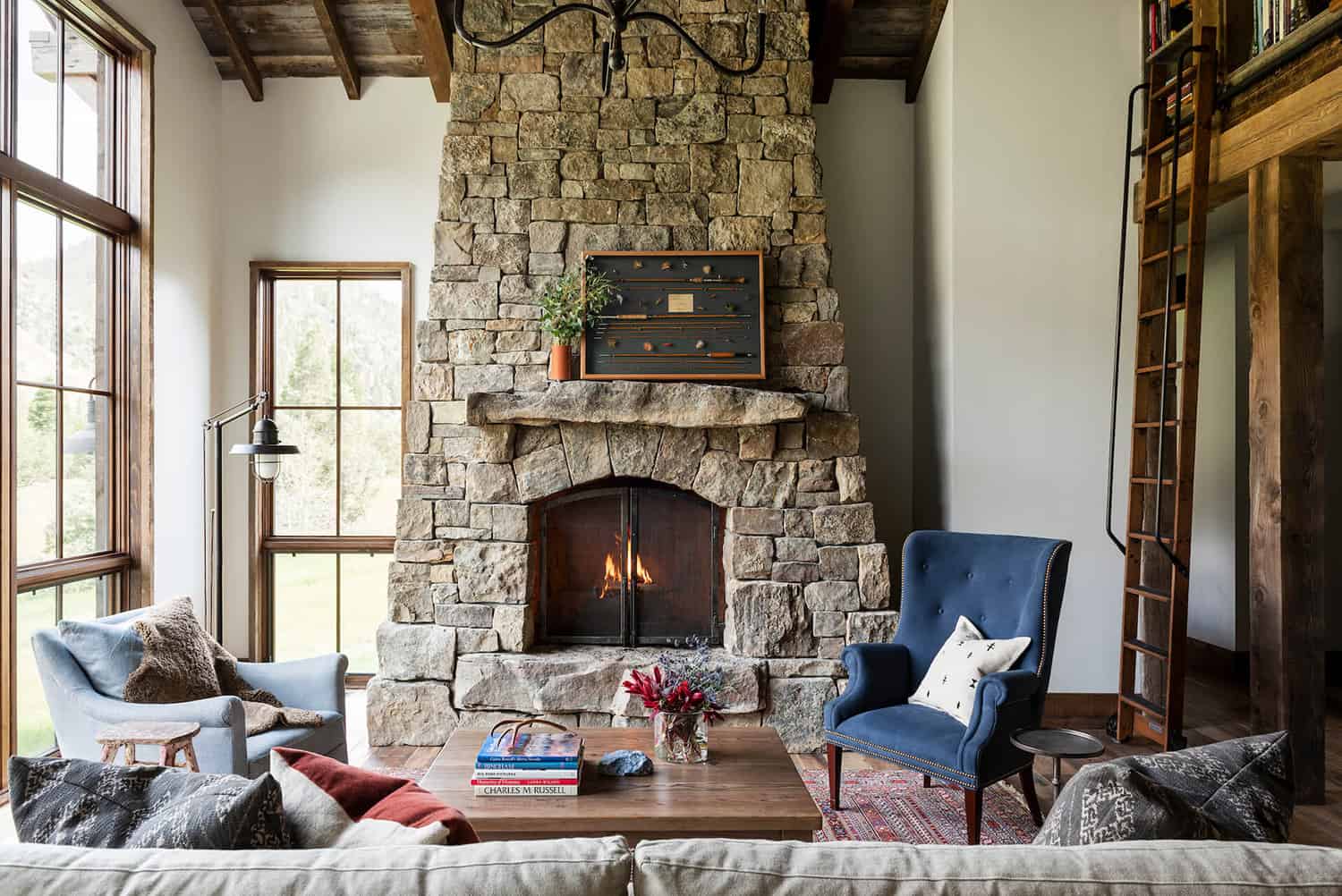 rustic-living-room-with-a-fireplace