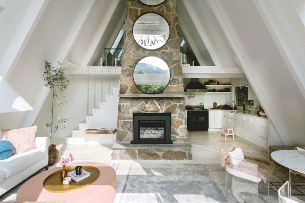 A cozy A-Frame cabin in the Catskills is a serene weekend getaway
