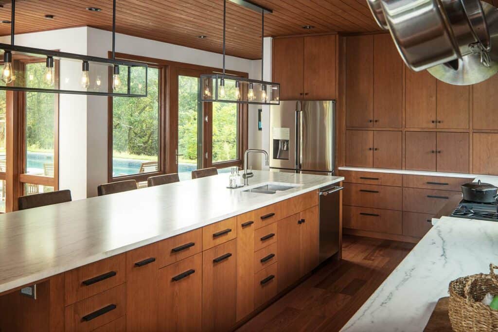 A modern timber frame home in a serene woodsy setting of Nebraska