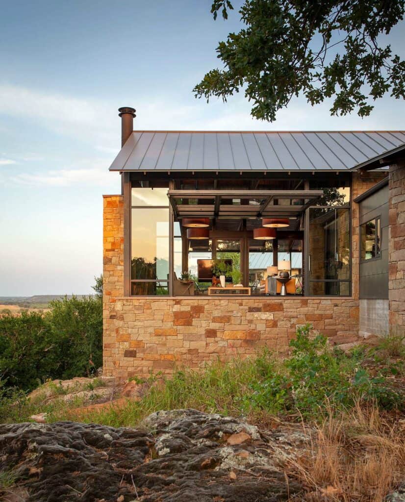 A stunning ranch house merges with the rugged terrain of remote West Texas