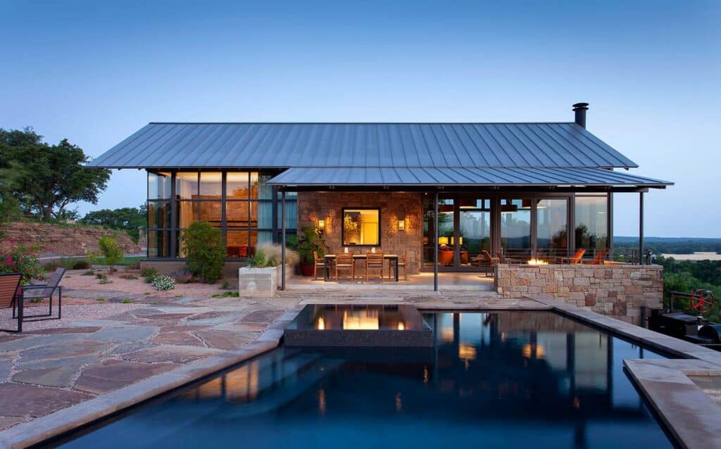 A stunning ranch house merges with the rugged terrain of remote West Texas