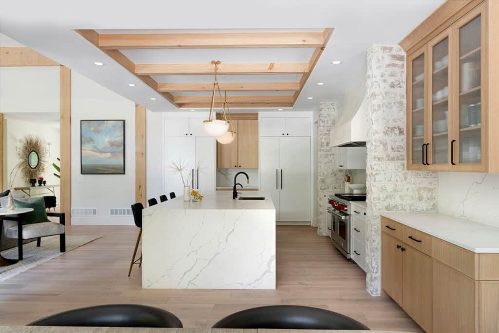 See this French contemporary house in Minnesota with organic modern details - Luxury Eco Homes Kitchen