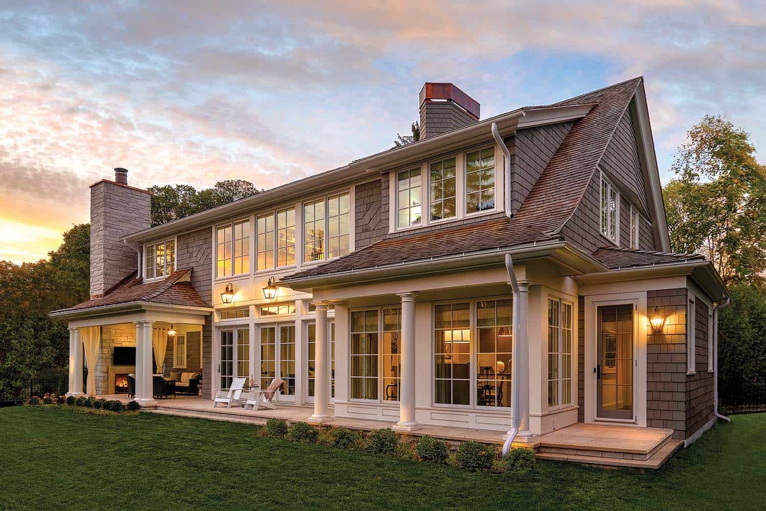 shingle-style-home-exterior-at-dusk