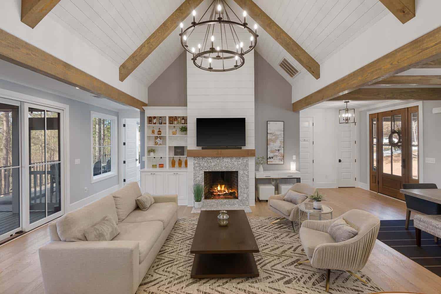 contemporary-living-room-with-a-fireplace