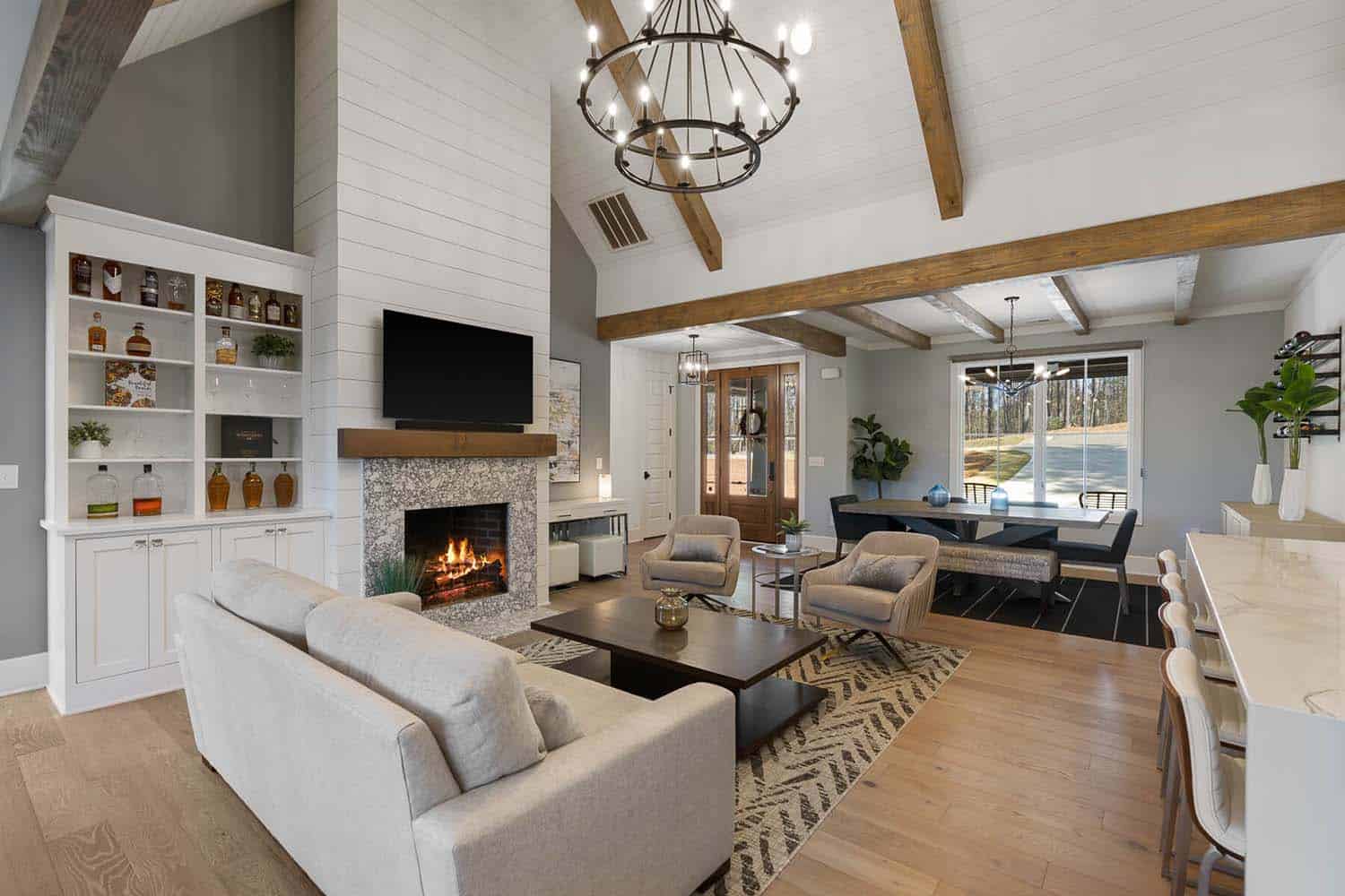 contemporary-living-room-with-a-fireplace