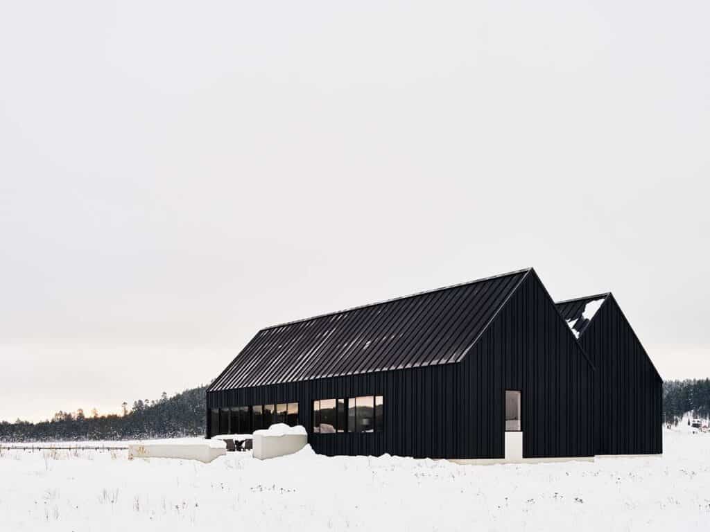 Image showcasing A modern Scandinavian mountain house with San Francisco Peak views