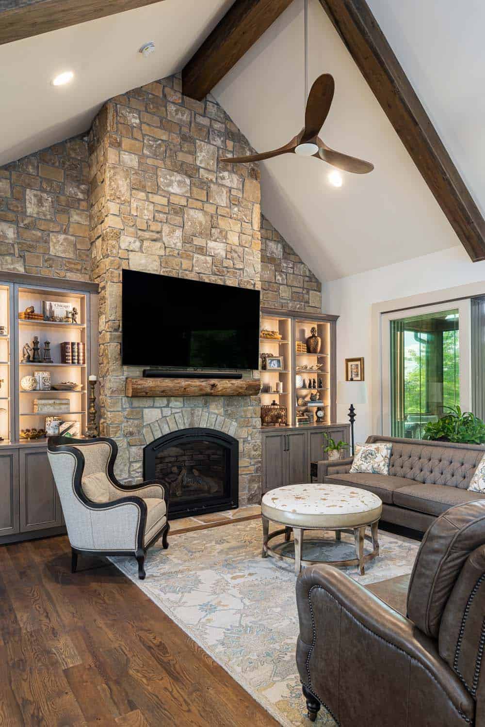 transitional-living-room-with-a-fireplace