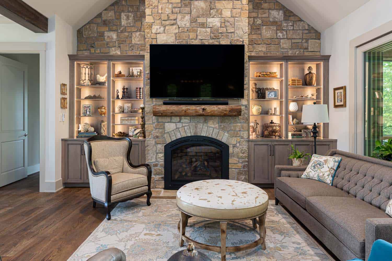 transitional-living-room-with-a-fireplace