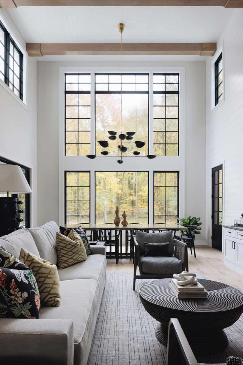 Step inside a stunning Michigan farmhouse retreat surrounded by woods
