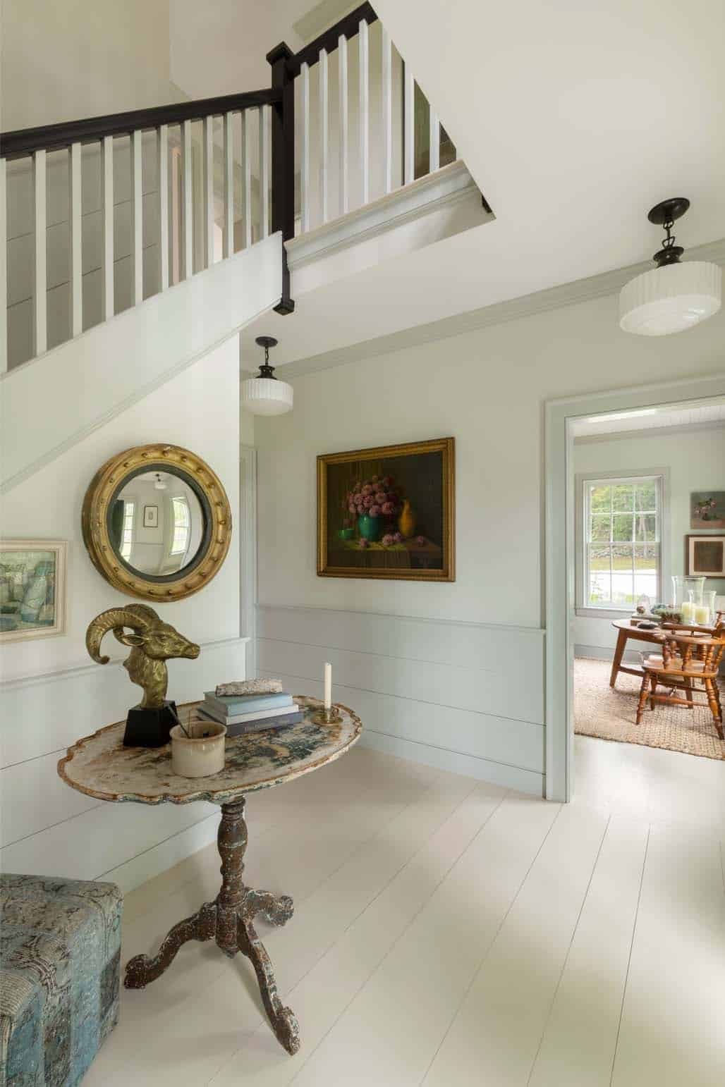 modern farmhouse entry with a staircase