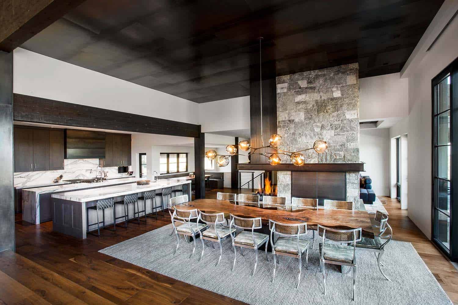 modern dining room and kitchen
