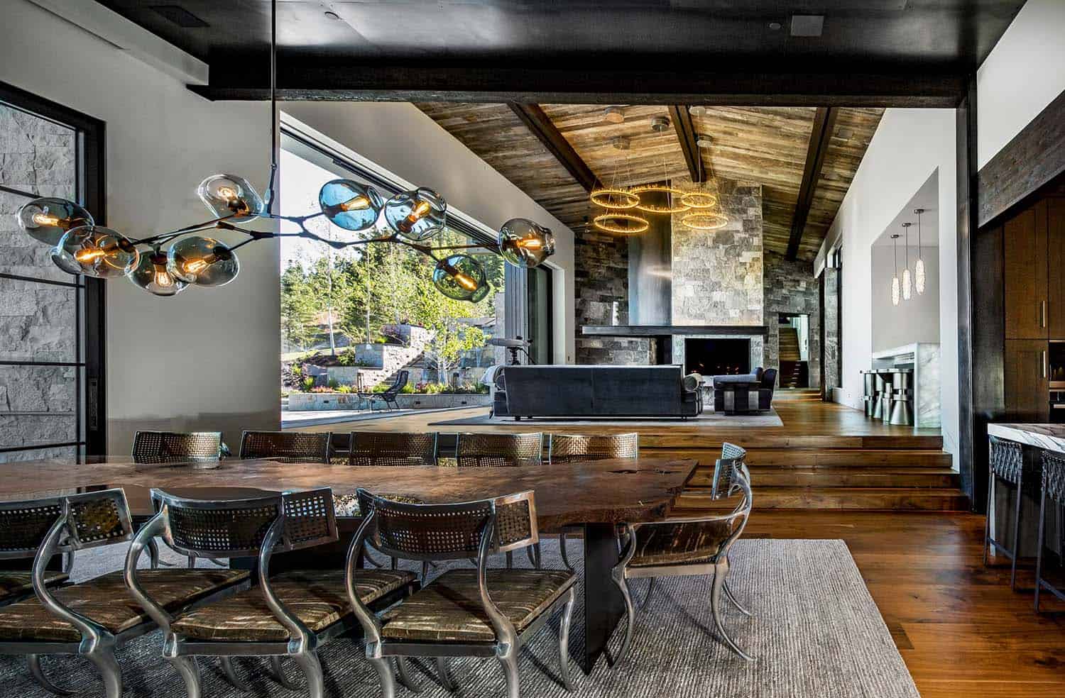 modern dining room looking towards the living room