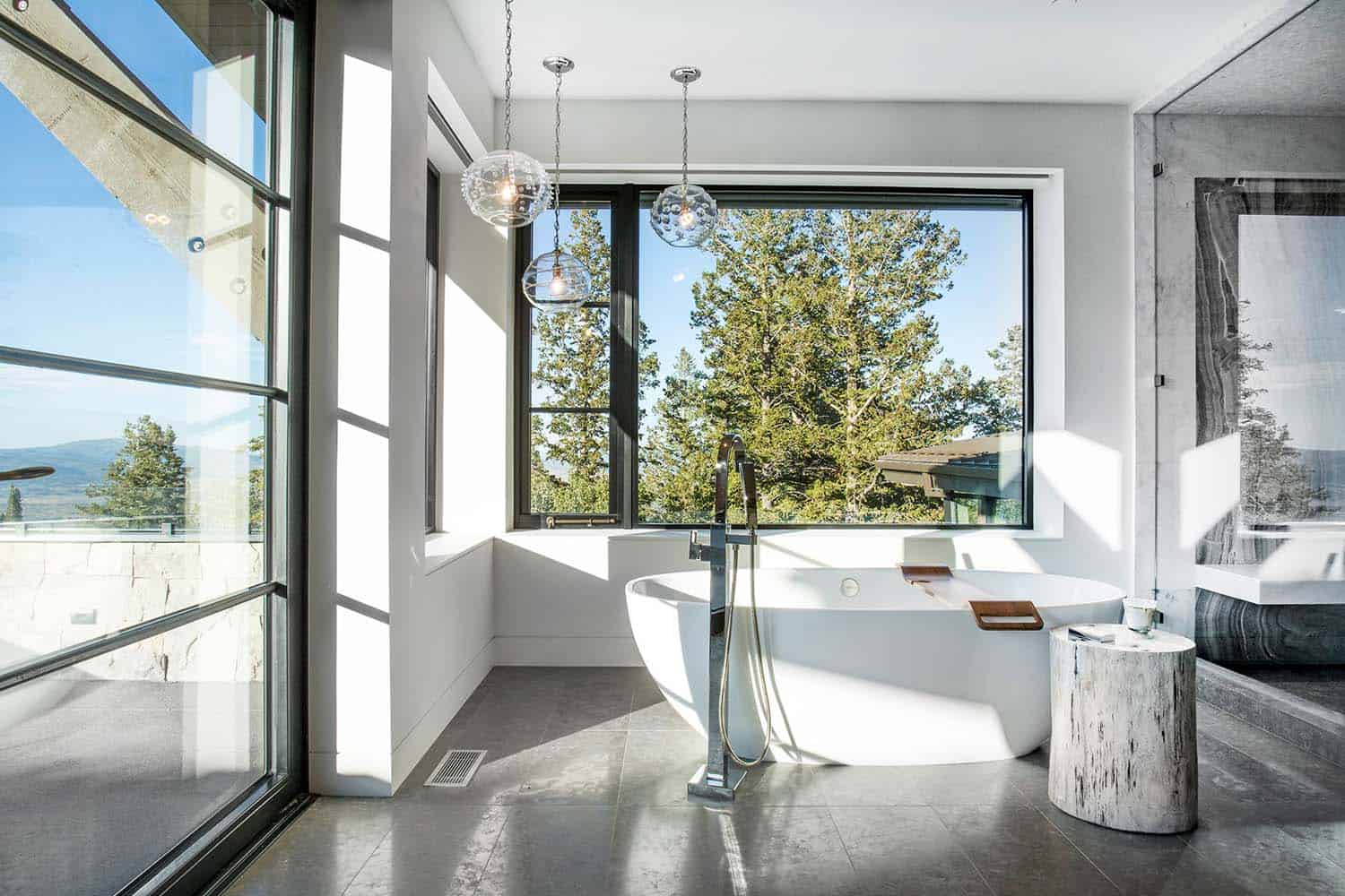 modern bathroom with a freestanding tub