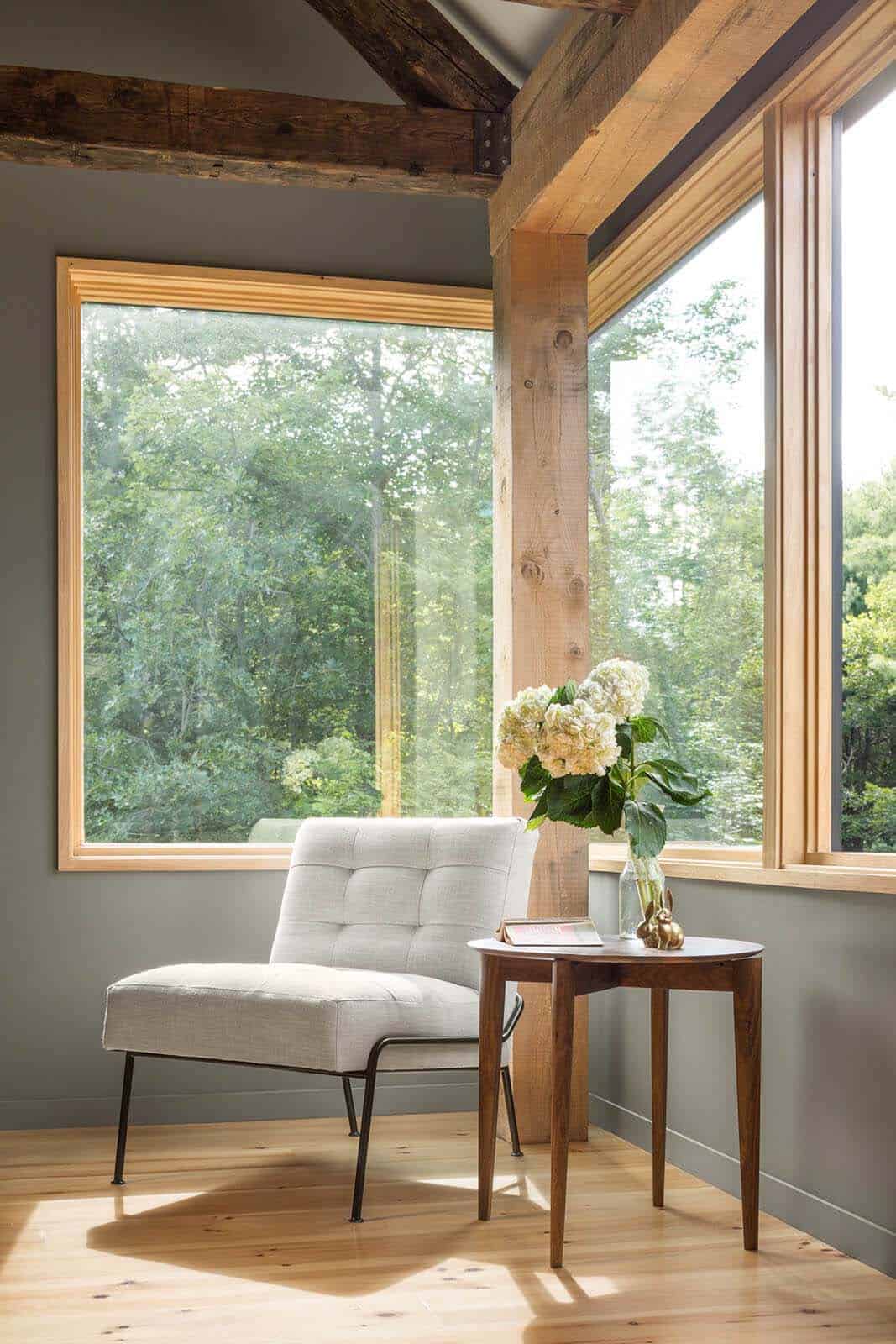 farmhouse bedroom corner window reading nook