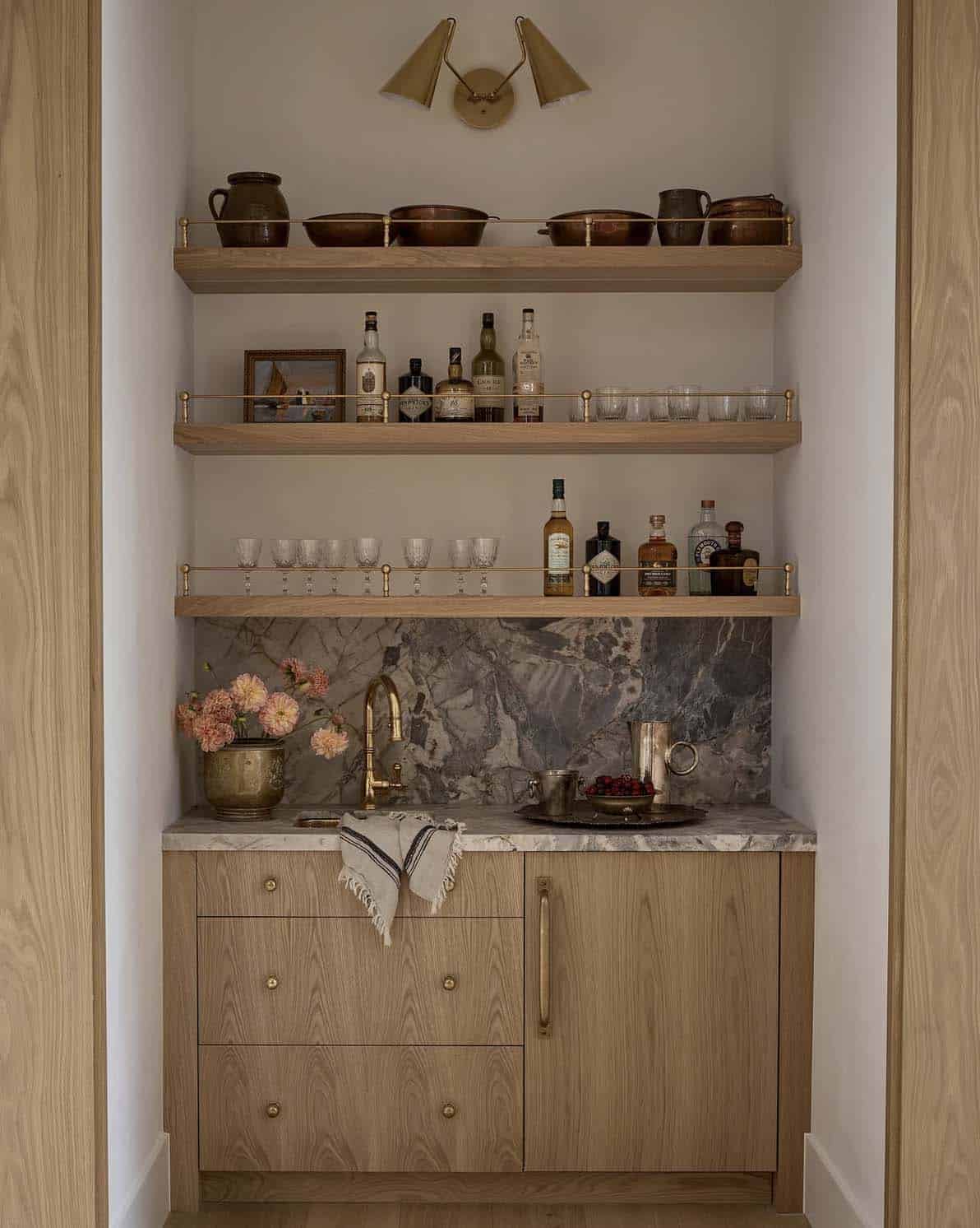 transitional style home bar