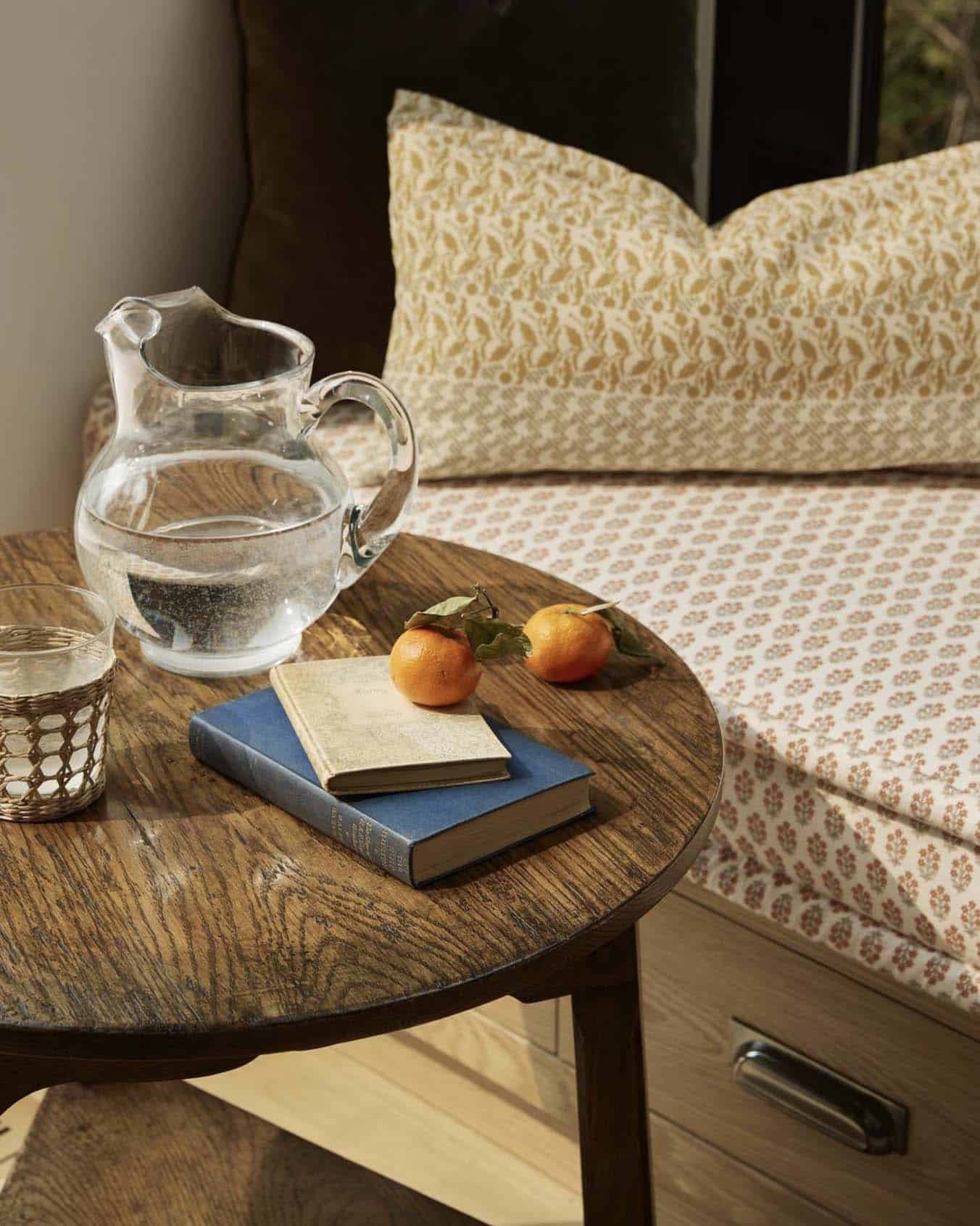 transitional style window seat table detail