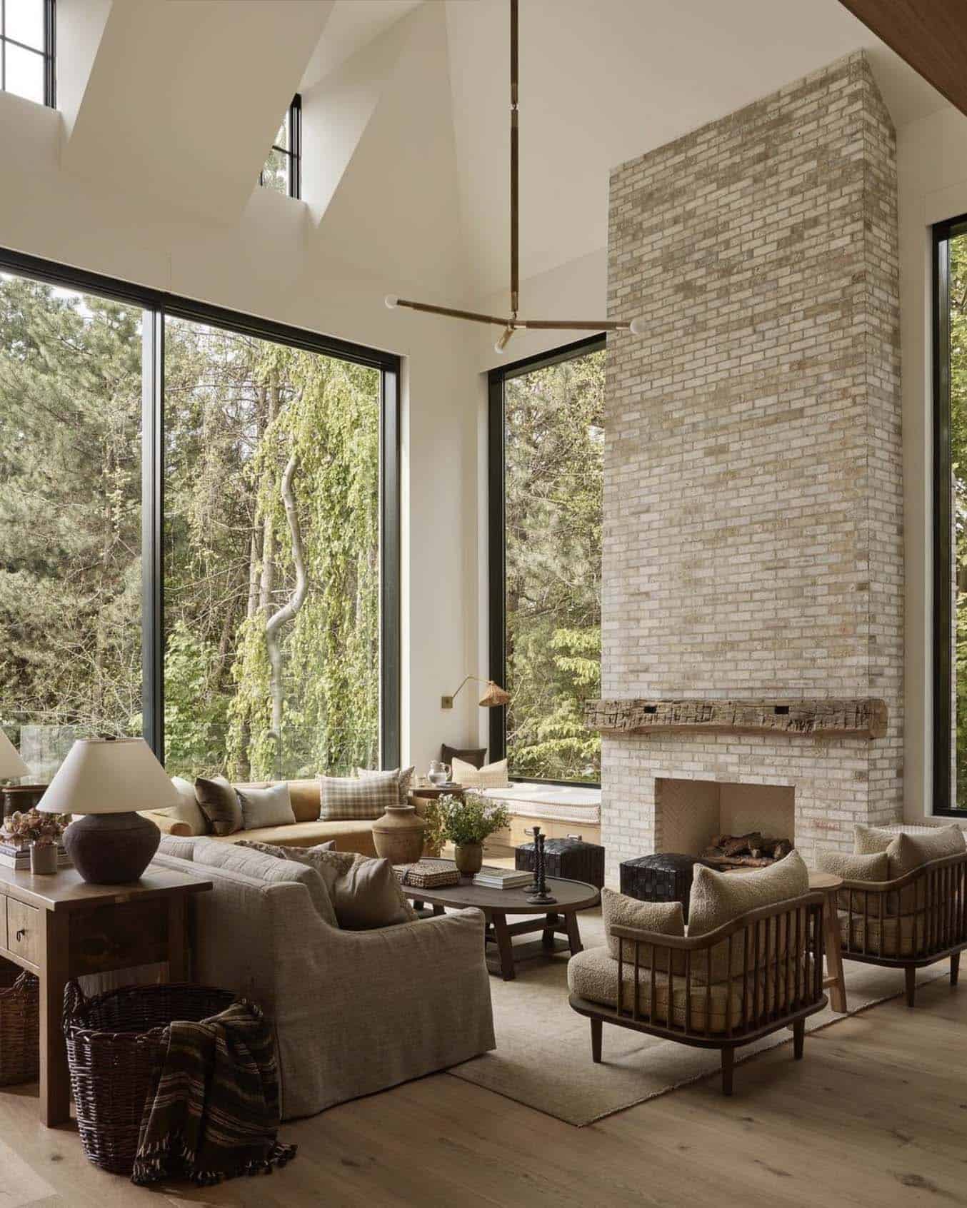 transitional style living room with a fireplace
